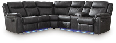 Sultan Meadow 2-Piece Reclining Sectional in Carbon Faux Leather