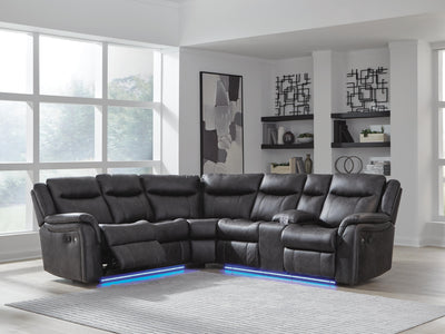 Sultan Meadow 2-Piece Reclining Sectional in Carbon Faux Leather
