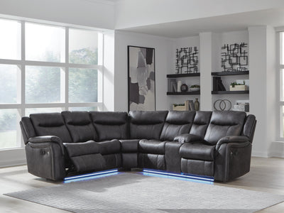 Sultan Meadow 2-Piece Reclining Sectional in Carbon Faux Leather
