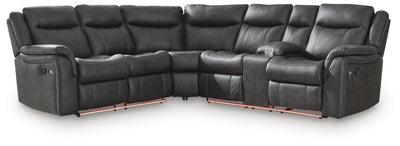 Sultan Meadow 2-Piece Reclining Sectional in Carbon Faux Leather