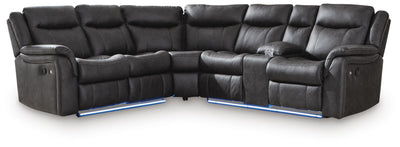 Sultan Meadow 2-Piece Reclining Sectional in Carbon Faux Leather
