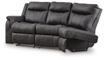 Sultan Meadow 2-Piece Reclining Sectional in Carbon Faux Leather