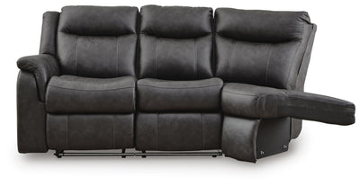 Sultan Meadow 2-Piece Reclining Sectional in Carbon Faux Leather