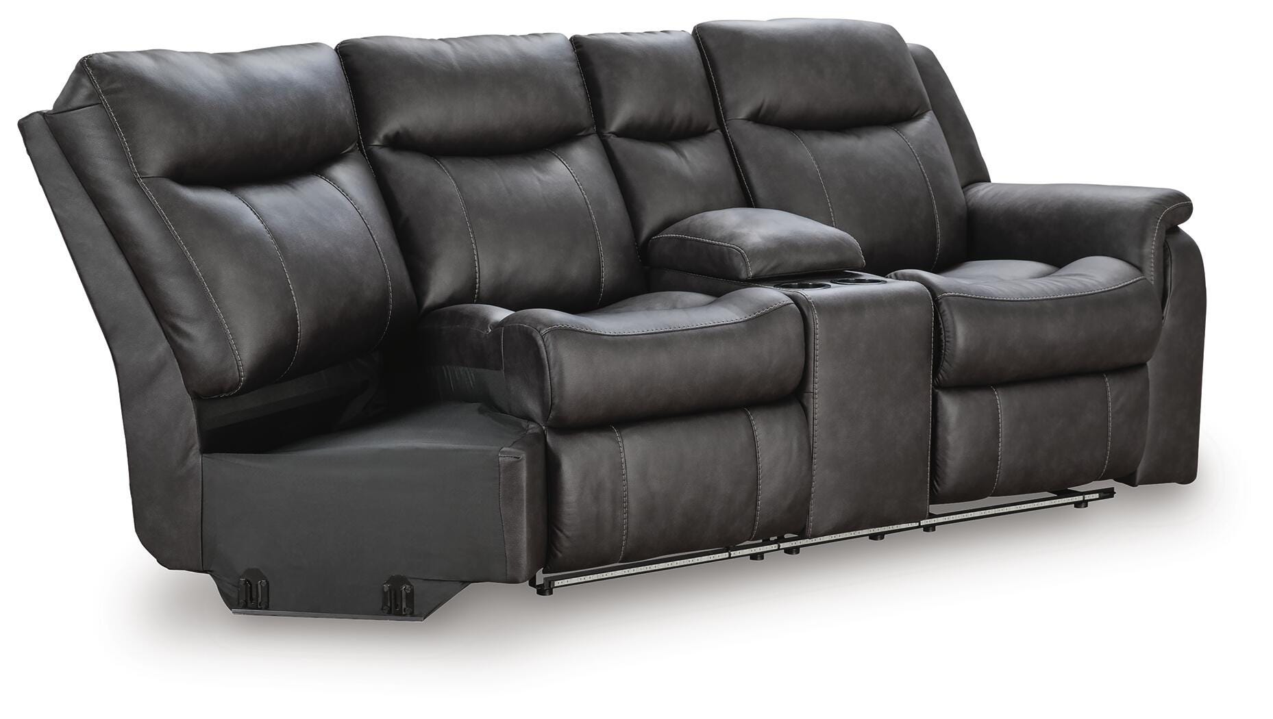 Sultan Meadow 2-Piece Reclining Sectional in Carbon Faux Leather