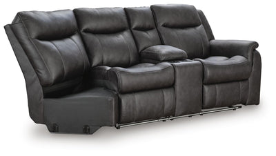 Sultan Meadow 2-Piece Reclining Sectional in Carbon Faux Leather