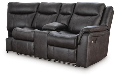 Sultan Meadow 2-Piece Reclining Sectional in Carbon Faux Leather
