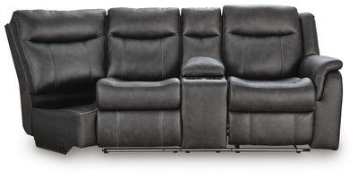 Sultan Meadow 2-Piece Reclining Sectional in Carbon Faux Leather
