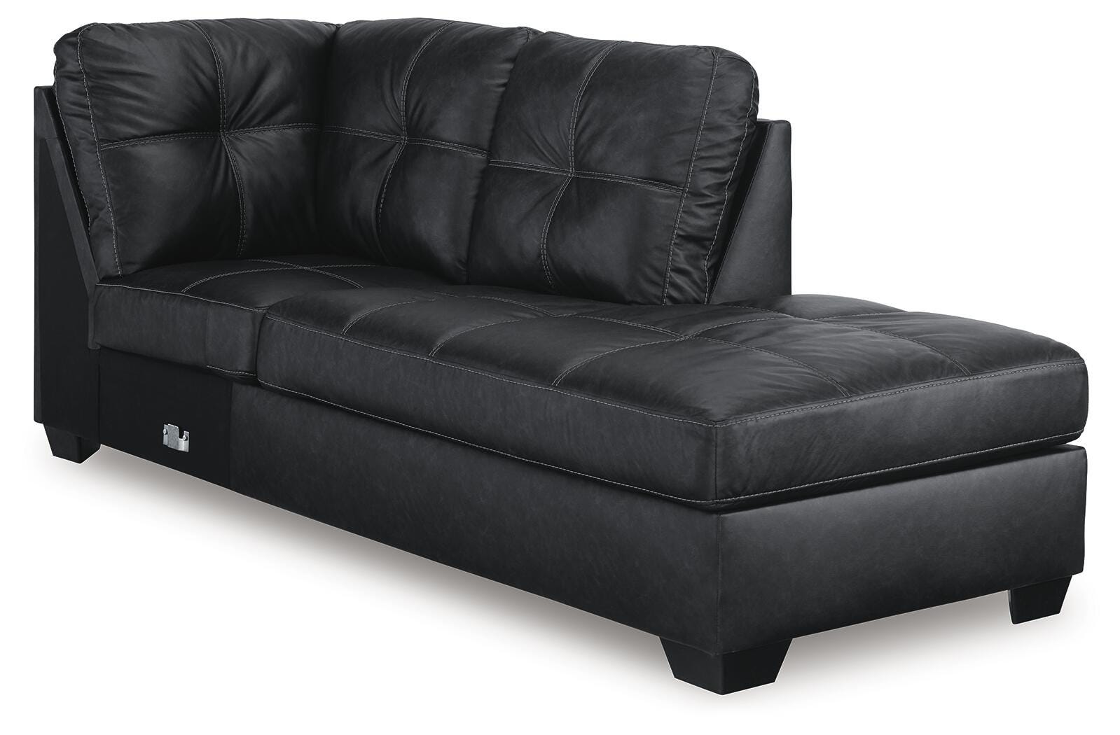 Barlin Mills 2-Piece RAF Chaise Sectional in Carbon Faux Leather