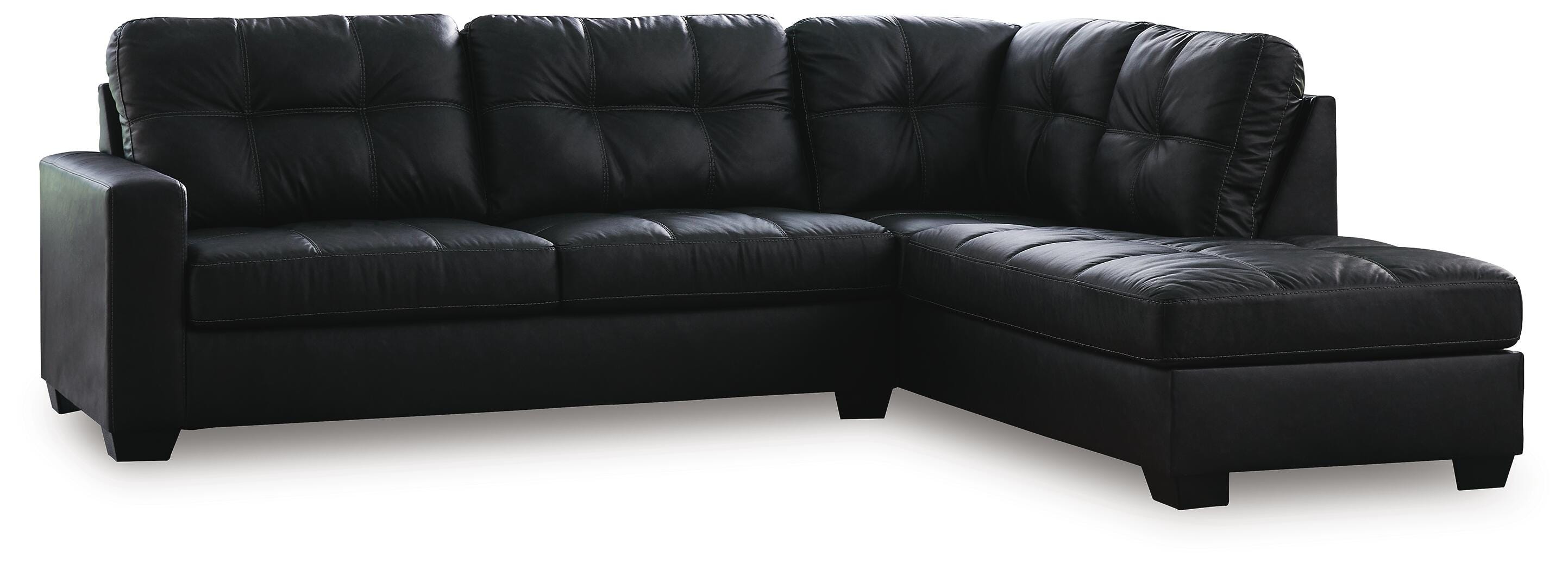 Barlin Mills 2-Piece RAF Chaise Sectional in Carbon Faux Leather