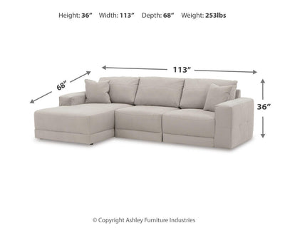 Next-Gen Gaucho 3-Piece LAF Chaise Sectional Sofa in Gray Microfiber
