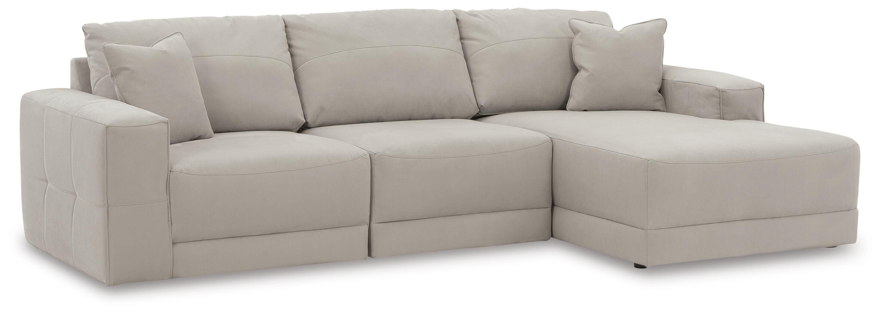 Next-Gen Gaucho 3-Piece RAF Chaise Sectional Sofa in Gray Microfiber