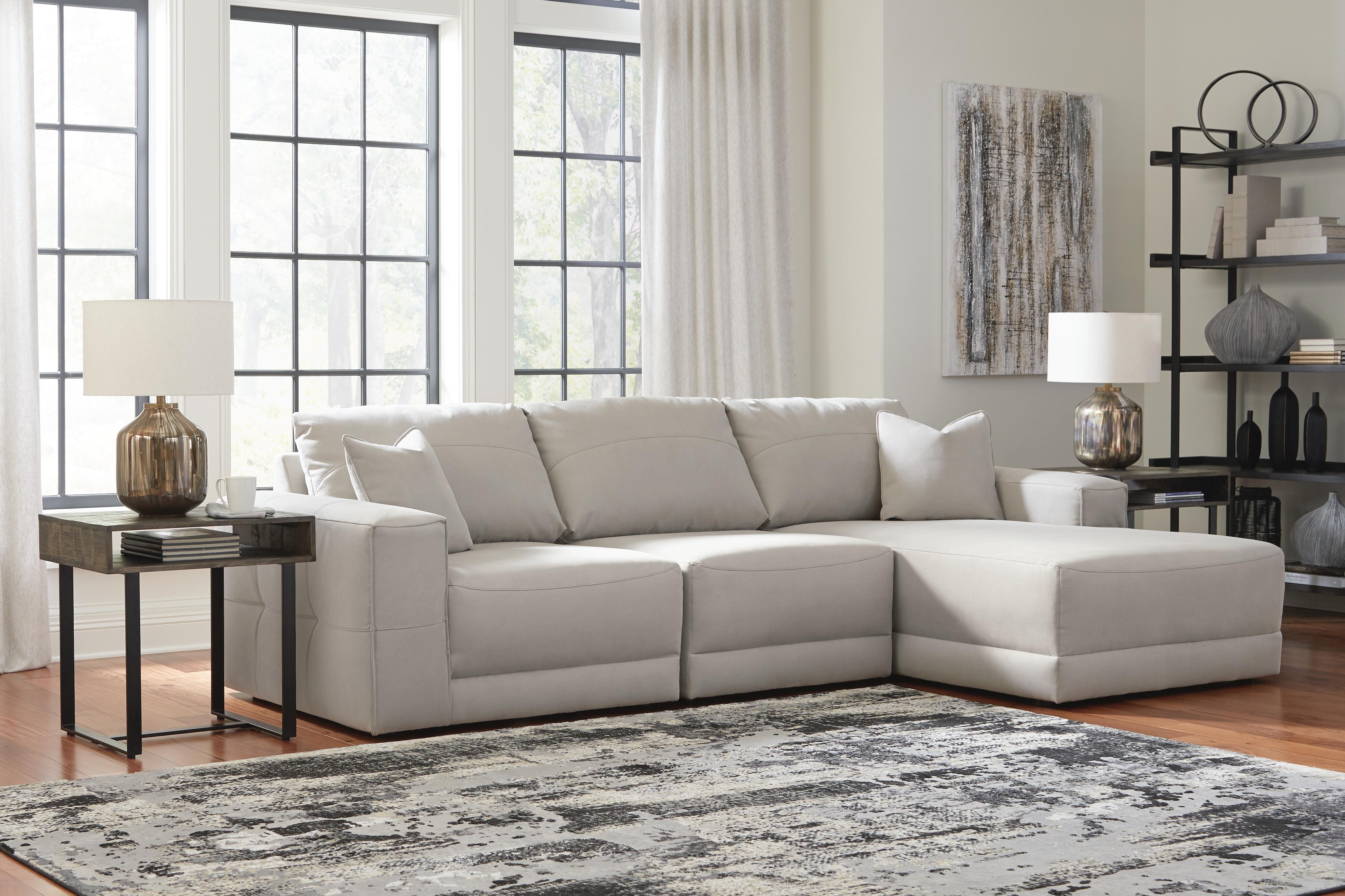 Next-Gen Gaucho 3-Piece RAF Chaise Sectional Sofa in Gray Microfiber