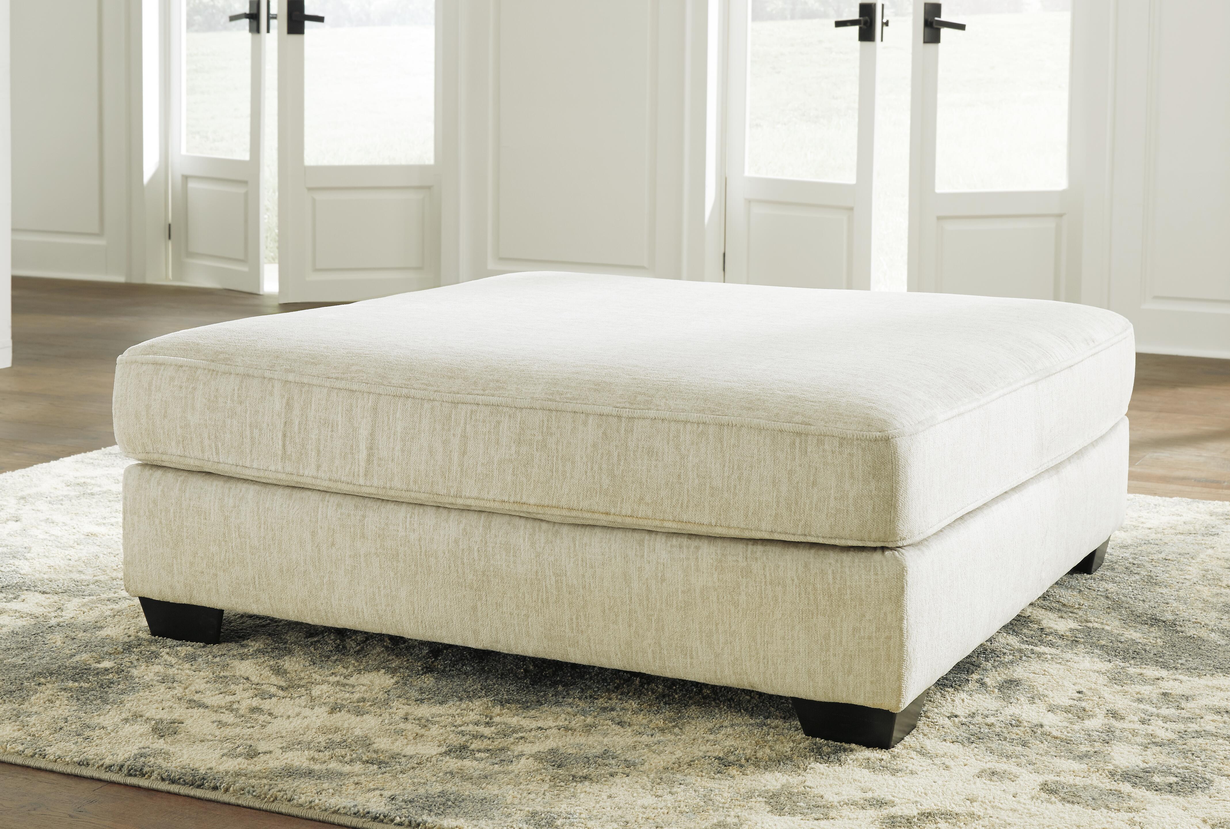 Rawcliffe 5-Piece Sectional and Oversized Ottoman in Parchment