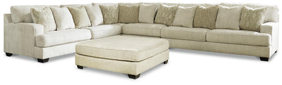 Rawcliffe 4-Piece Sectional with Ottoman in Parchment