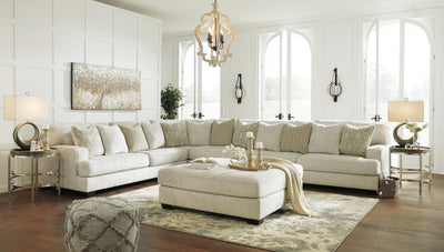 Rawcliffe 4-Piece Sectional with Ottoman in Parchment