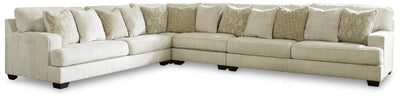 Rawcliffe 4-Piece Sectional with Ottoman in Parchment
