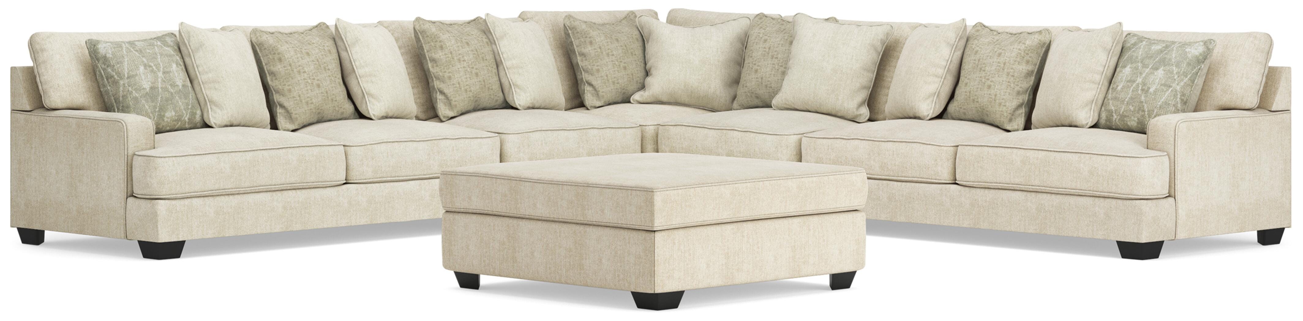 Rawcliffe 5-Piece Sectional and Oversized Ottoman in Parchment