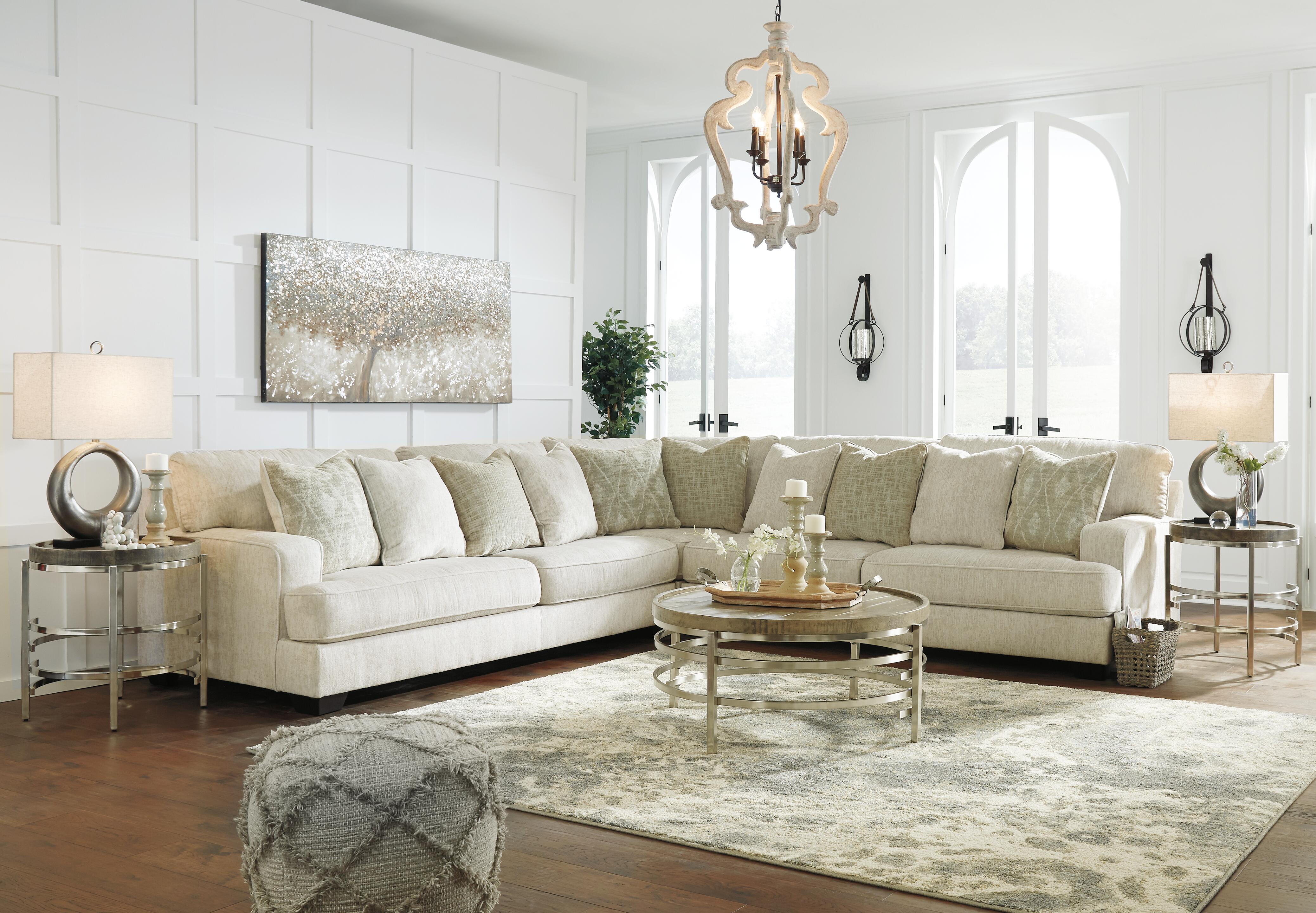 Rawcliffe 3-Piece Double Sectional in Parchment Chenille