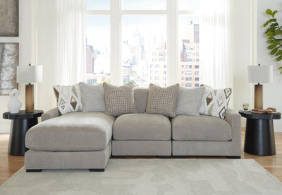 Aslan Court 3-Piece LAF Chaise Sofa Sectional in Flax Chenille