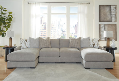 Aslan Court 4-Piece Sofa Pit Sectional in Flax Chenille