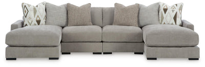 Aslan Court 4-Piece Sofa Pit Sectional in Flax Chenille