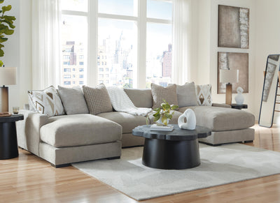 Aslan Court 4-Piece Sofa Pit Sectional in Flax Chenille