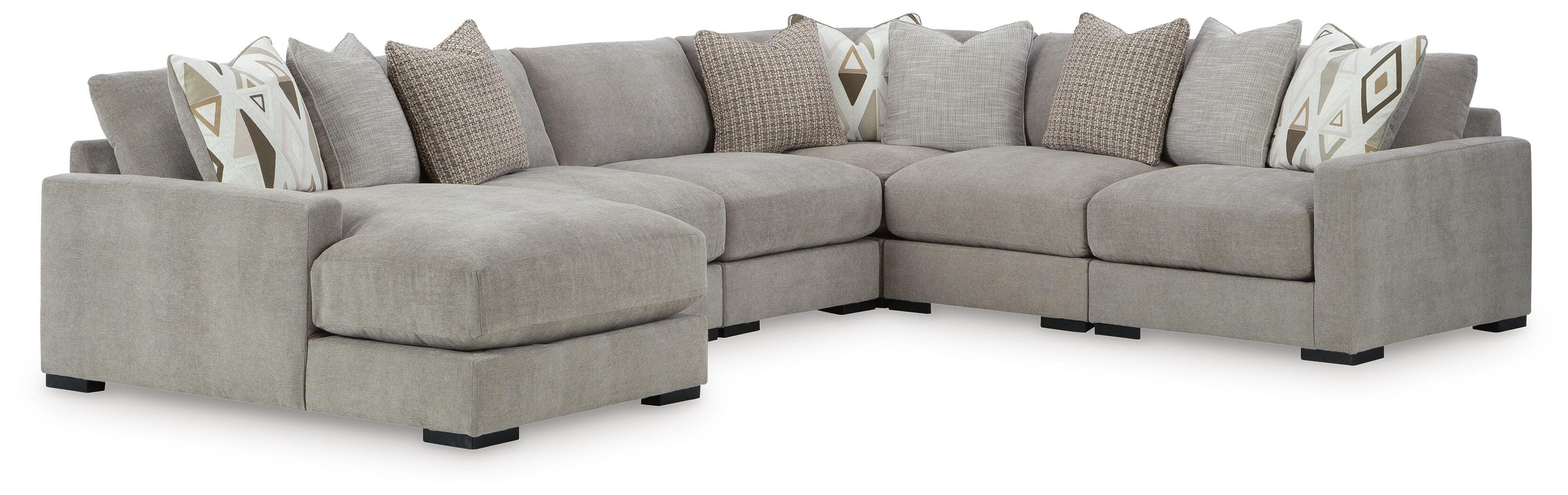 Aslan Court 6-Piece LAF Chaise Sectional in Flax Chenille