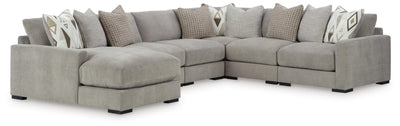 Aslan Court 6-Piece LAF Chaise Sectional in Flax Chenille