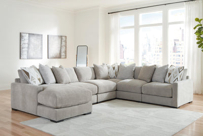 Aslan Court 6-Piece LAF Chaise Sectional in Flax Chenille