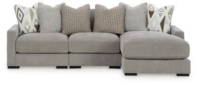 Aslan Court 3-Piece RAF Chaise Sectional in Flax Chenille