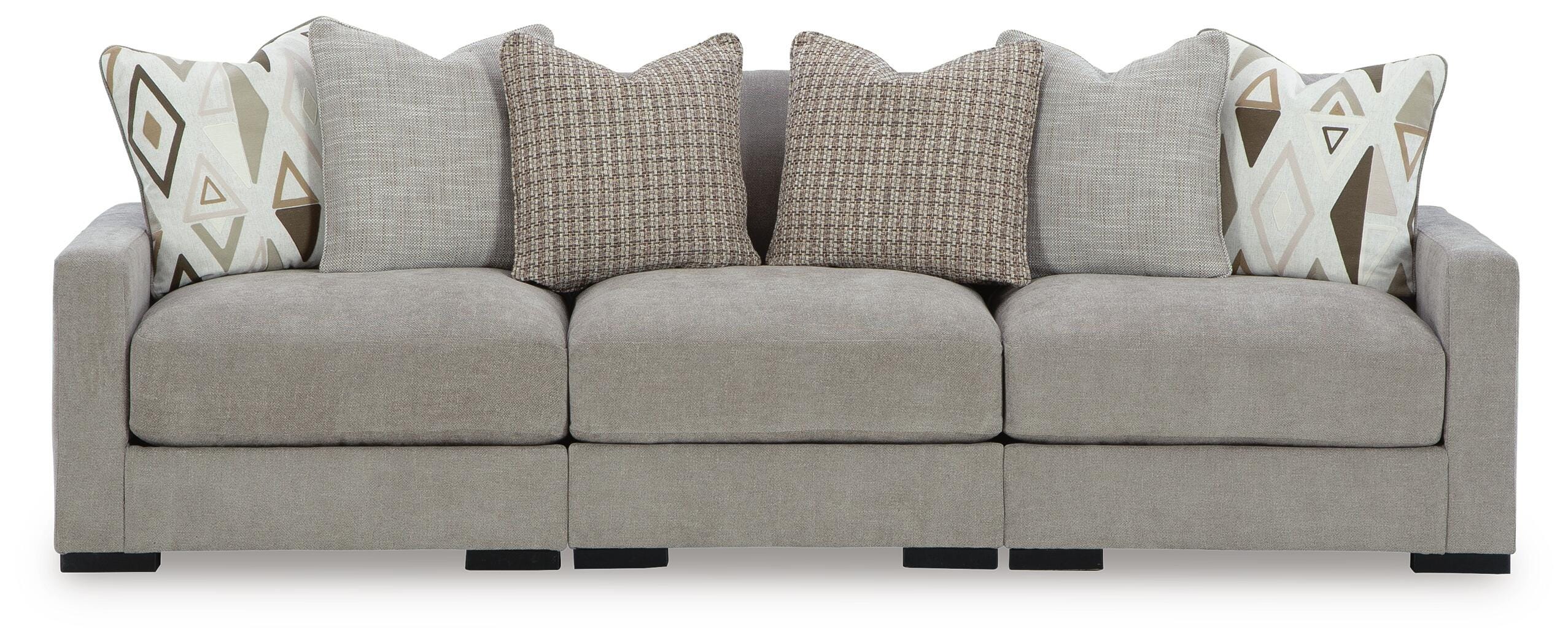 Aslan Court 3-Piece Sofa Sectional in Flax Chenille