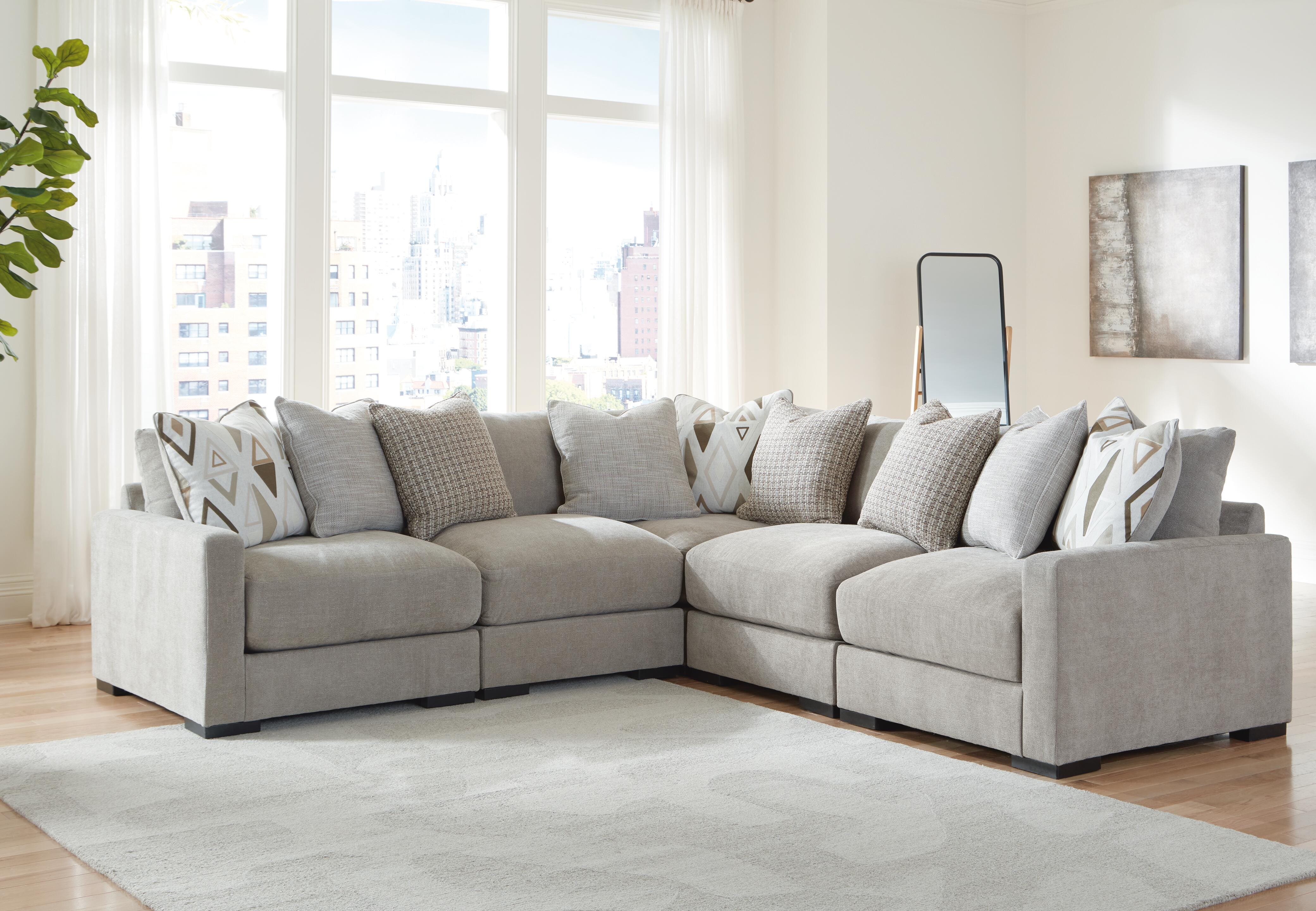 Aslan Court 5-Piece Sectional in Flax Chenille