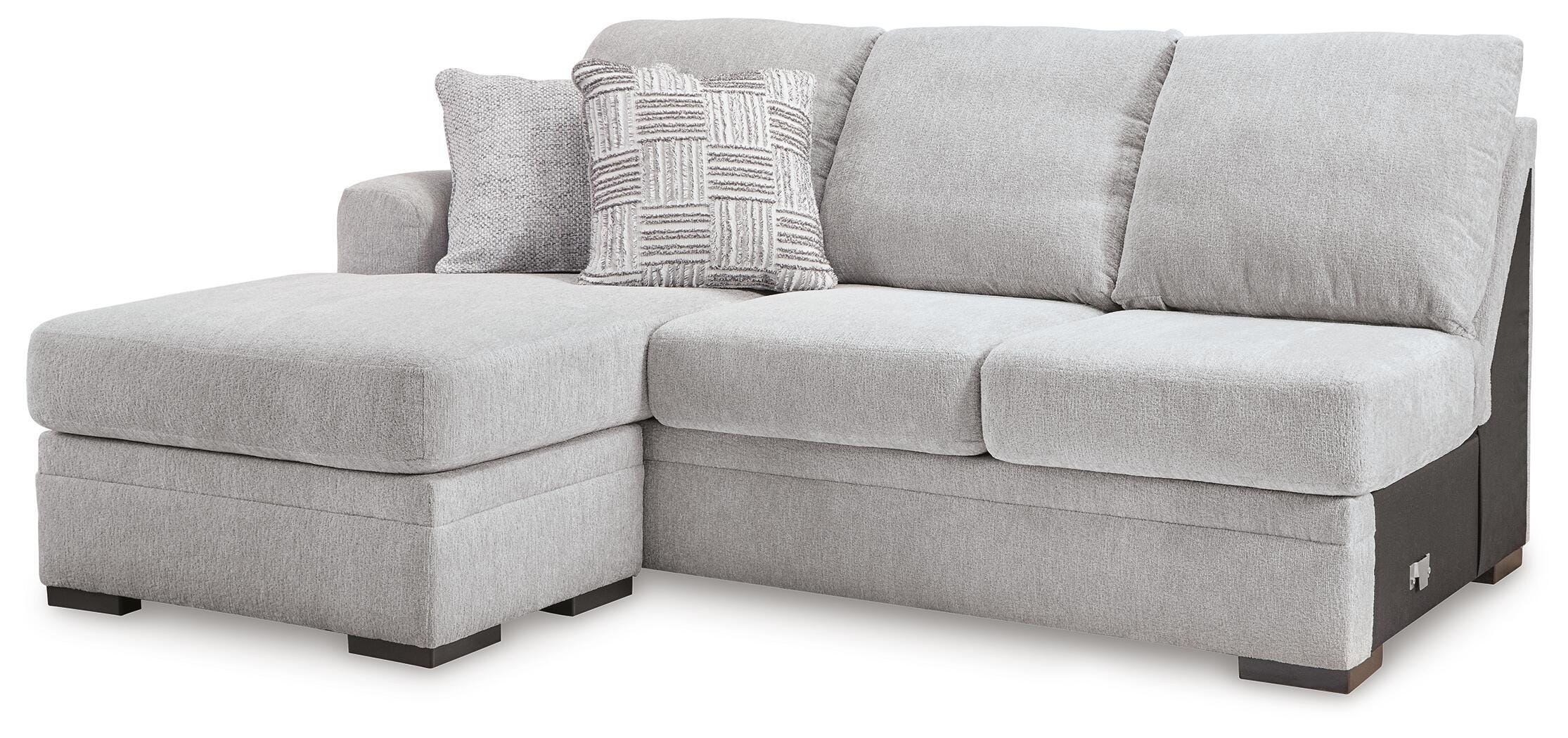 Gabyleigh 2-Piece RAF Chaise Sectional in Nickel Performance Fabric and Next-Gen Nuvella