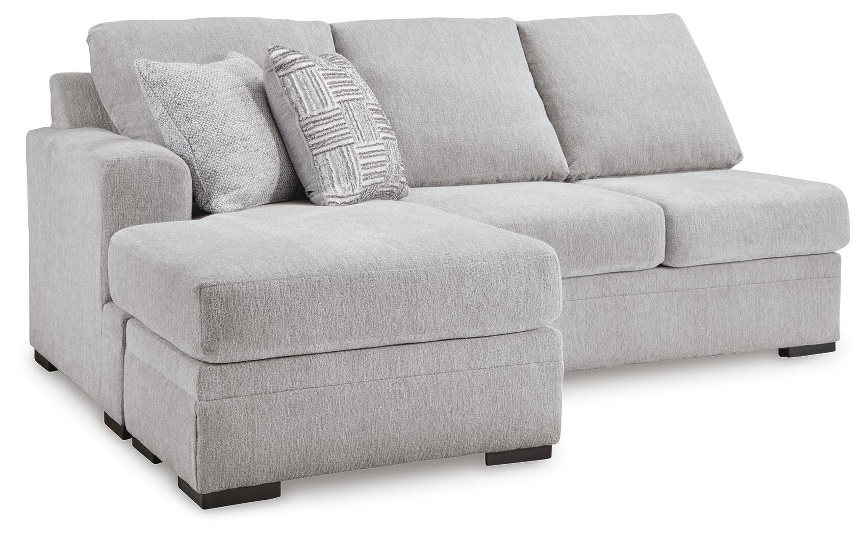 Gabyleigh 2-Piece RAF Chaise Sectional in Nickel Performance Fabric and Next-Gen Nuvella