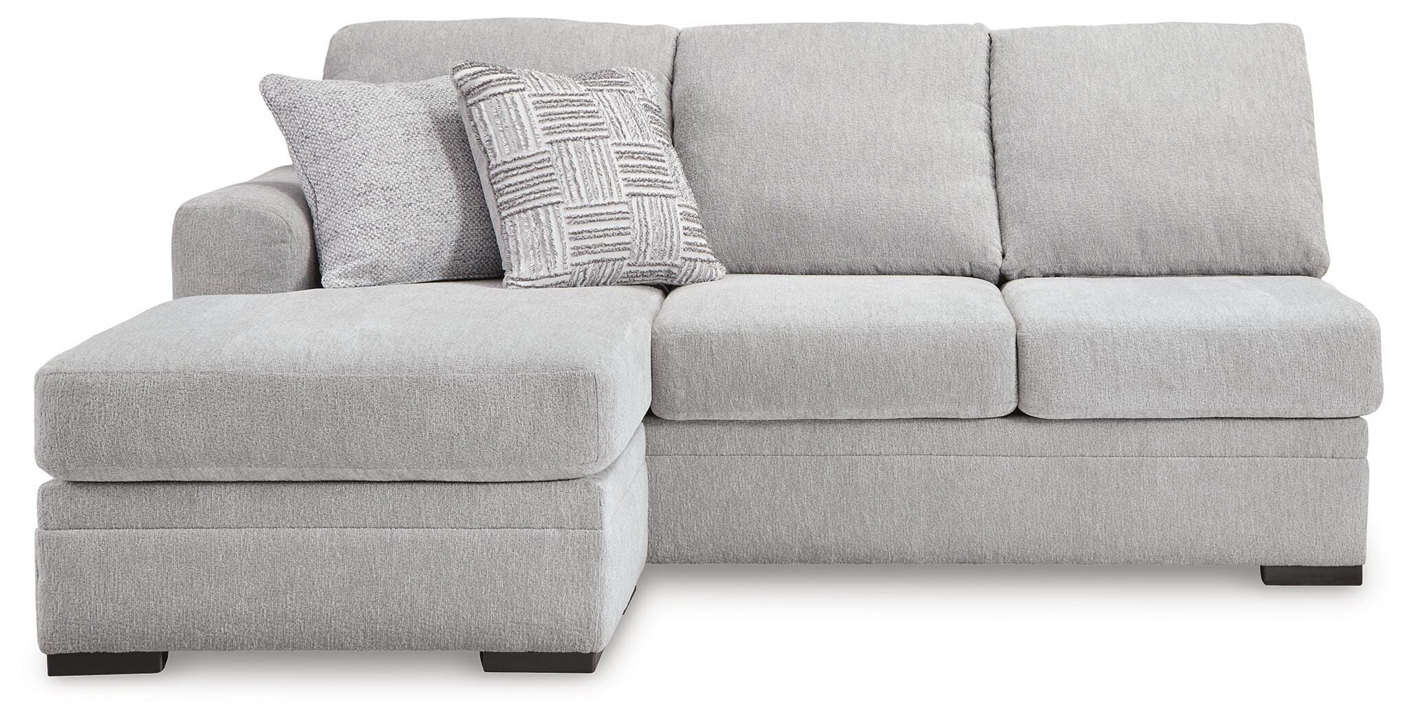 Gabyleigh 2-Piece RAF Chaise Sectional in Nickel Performance Fabric and Next-Gen Nuvella