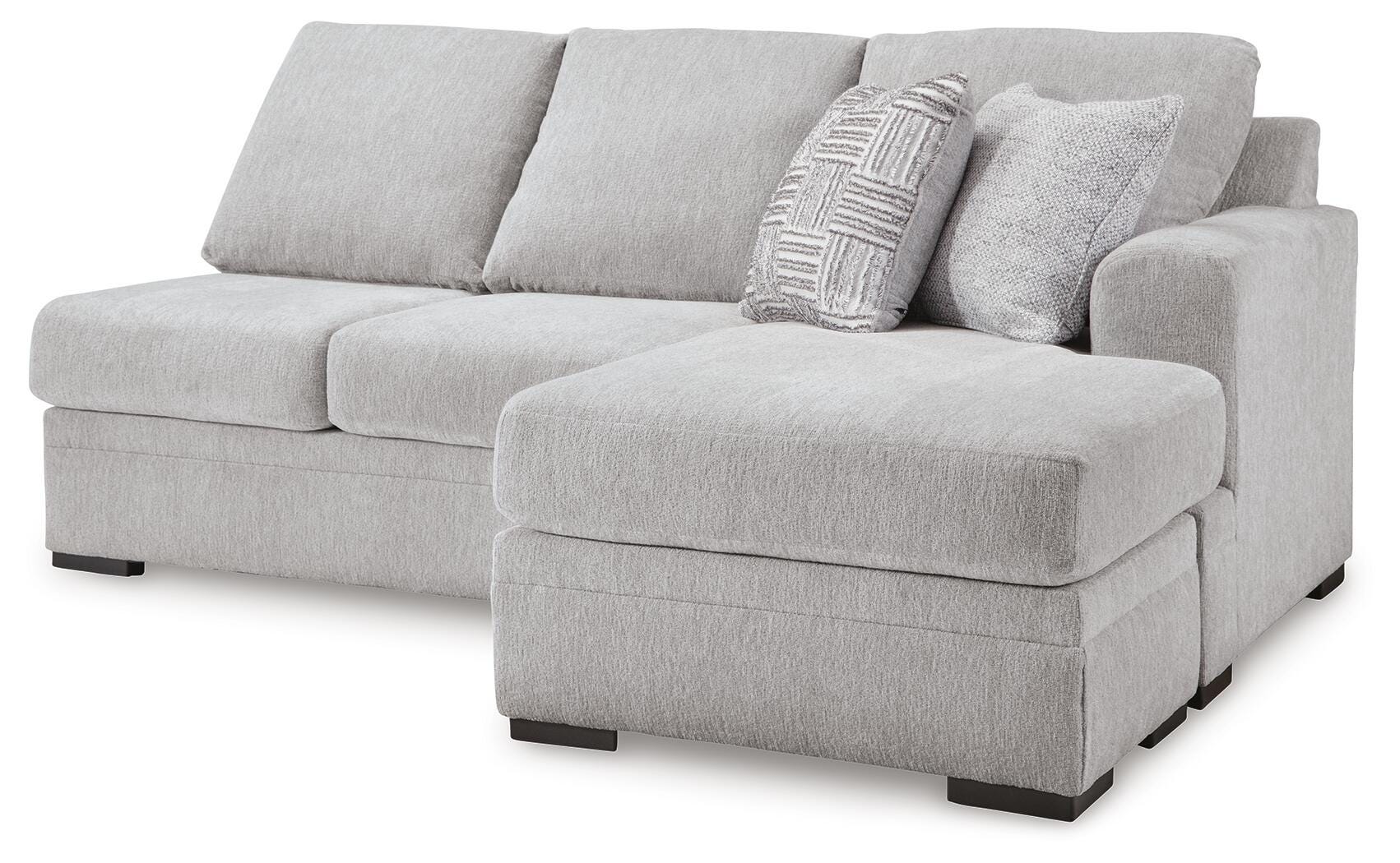 Gabyleigh 2-Piece LAF Chaise Sectional in Nickel Performance Fabric and Next-Gen Nuvella