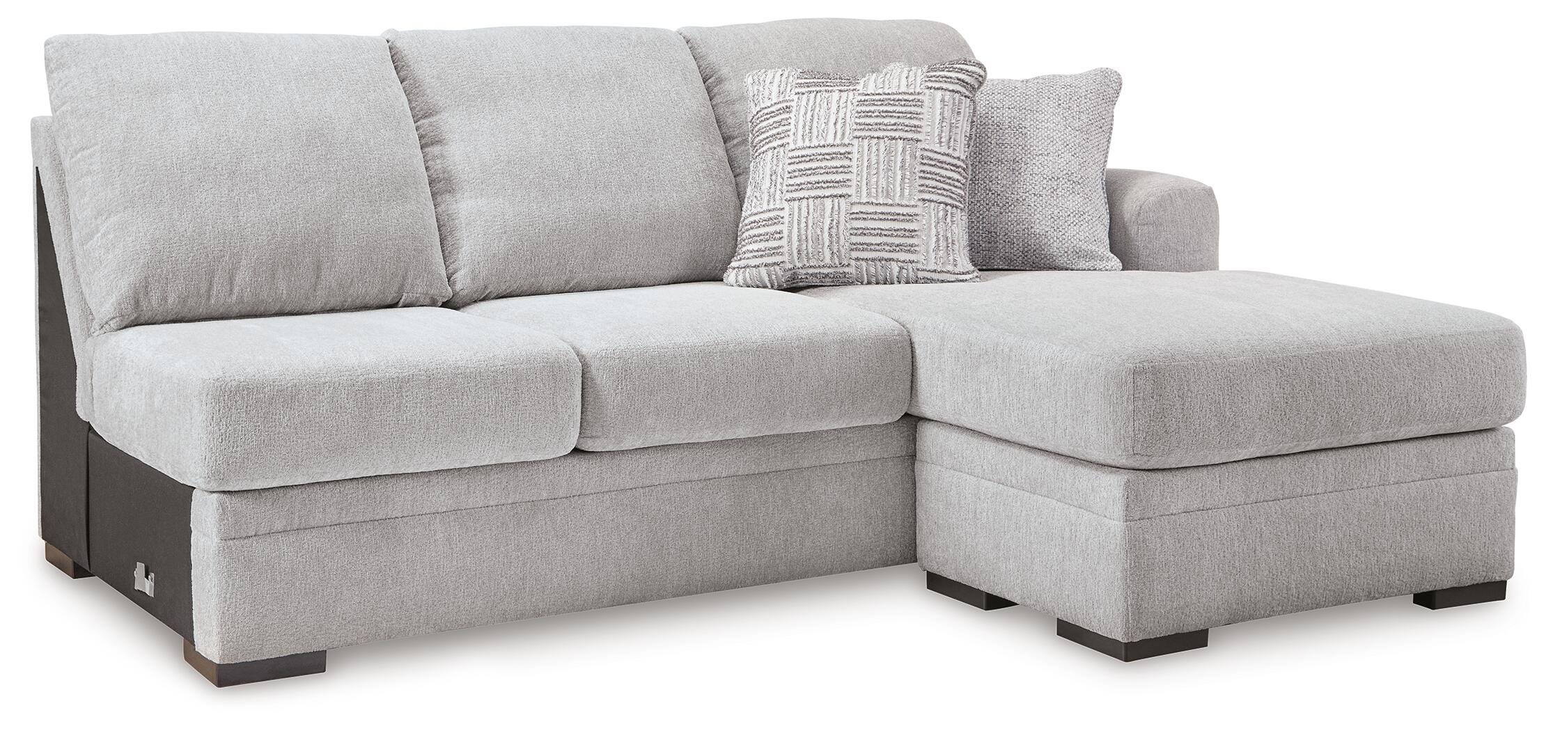 Gabyleigh 2-Piece LAF Chaise Sectional in Nickel Performance Fabric and Next-Gen Nuvella