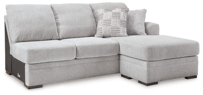 Gabyleigh 2-Piece LAF Chaise Sectional in Nickel Performance Fabric and Next-Gen Nuvella