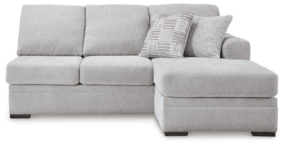 Gabyleigh 2-Piece LAF Chaise Sectional in Nickel Performance Fabric and Next-Gen Nuvella