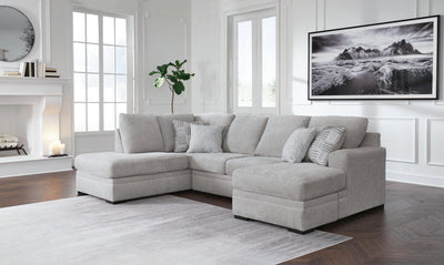 Gabyleigh 2-Piece LAF Chaise Sectional in Nickel Performance Fabric and Next-Gen Nuvella