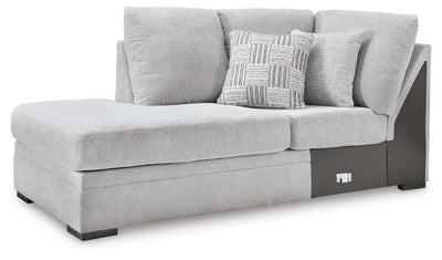 Gabyleigh 2-Piece LAF Chaise Sectional in Nickel Performance Fabric and Next-Gen Nuvella