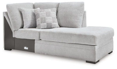 Gabyleigh 2-Piece RAF Chaise Sectional in Nickel Performance Fabric and Next-Gen Nuvella