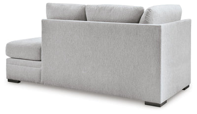 Gabyleigh 2-Piece RAF Chaise Sectional in Nickel Performance Fabric and Next-Gen Nuvella