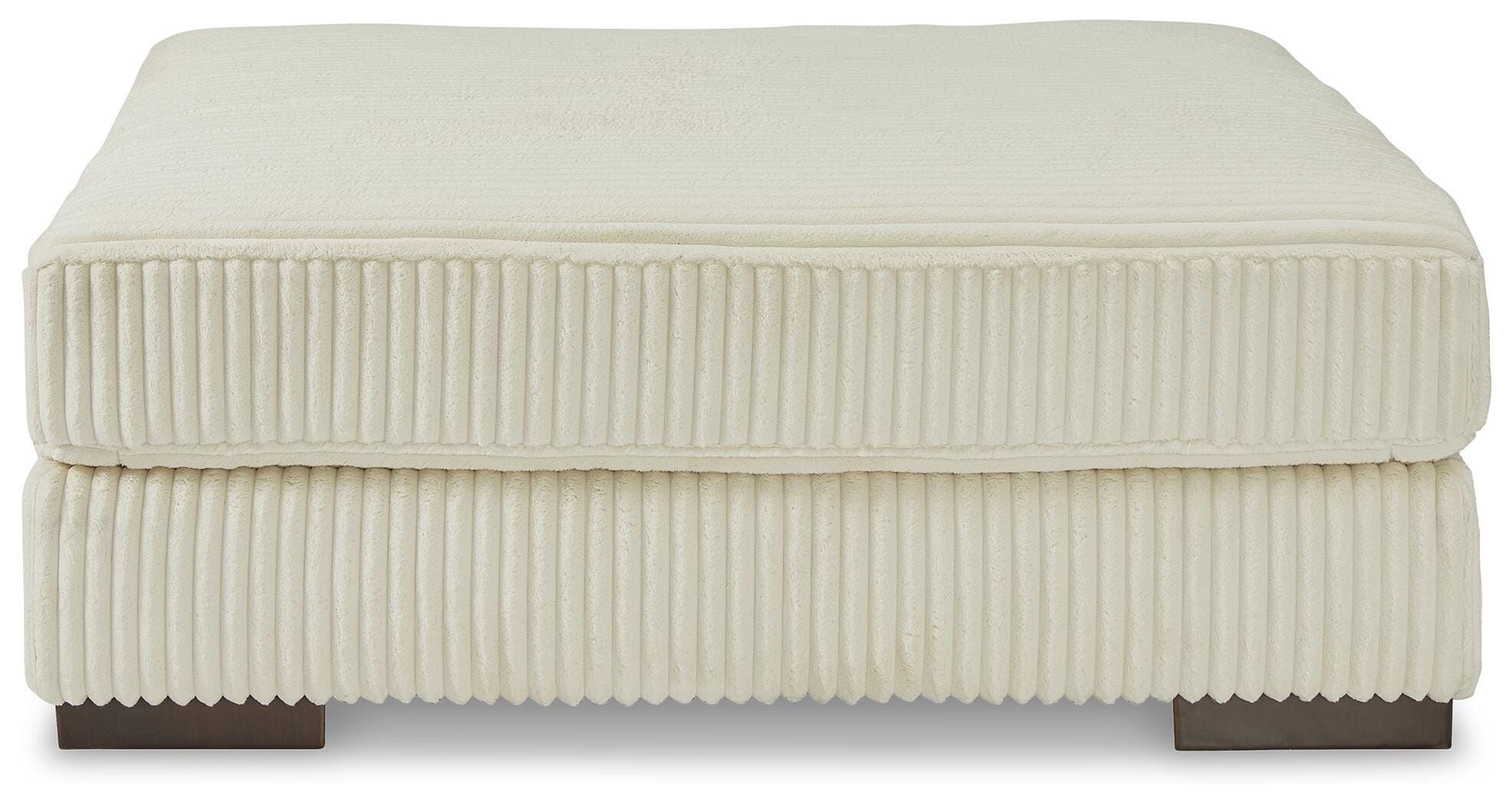 Lindyn Oversized Accent Ottoman in Ivory Velvet