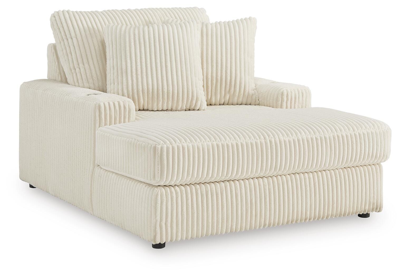 Lindyn 2-Piece Sectional, Chaise and Oversized Ottoman in Ivory
