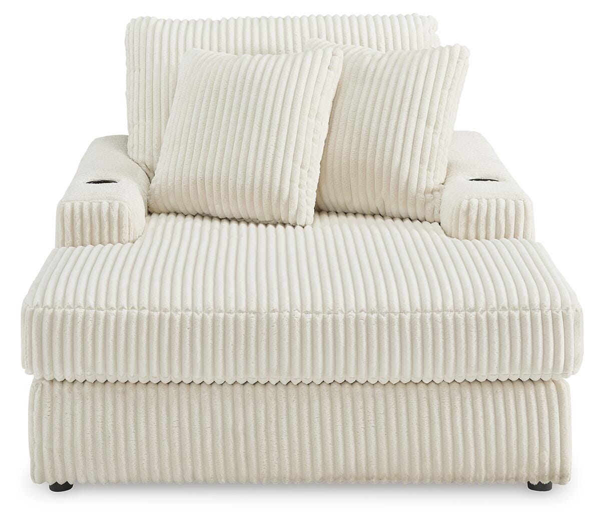 Lindyn Ivory Chaise w/ 2 Cup Holders & USB Charging Port