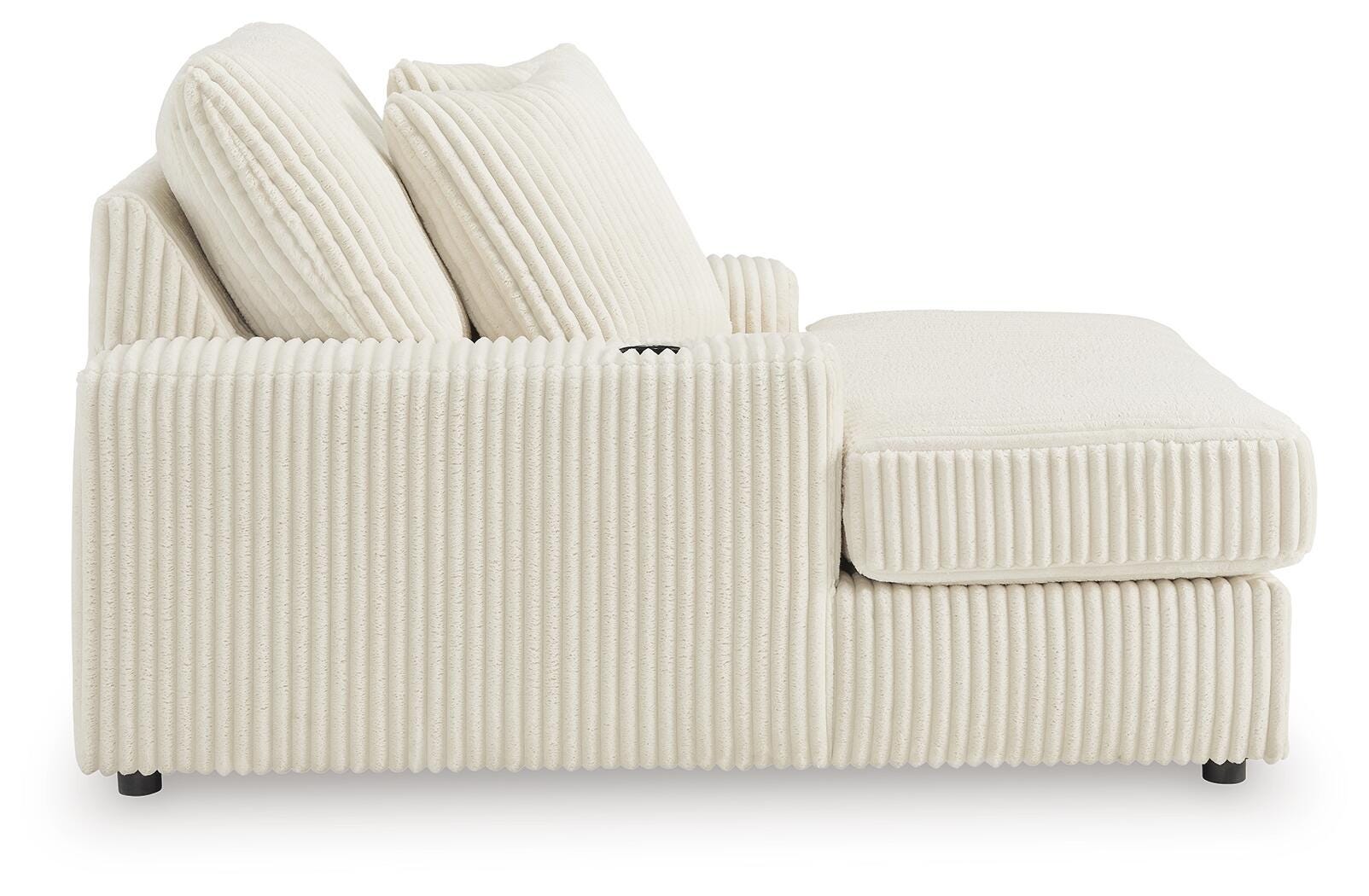 Lindyn Ivory Chaise w/ 2 Cup Holders & USB Charging Port