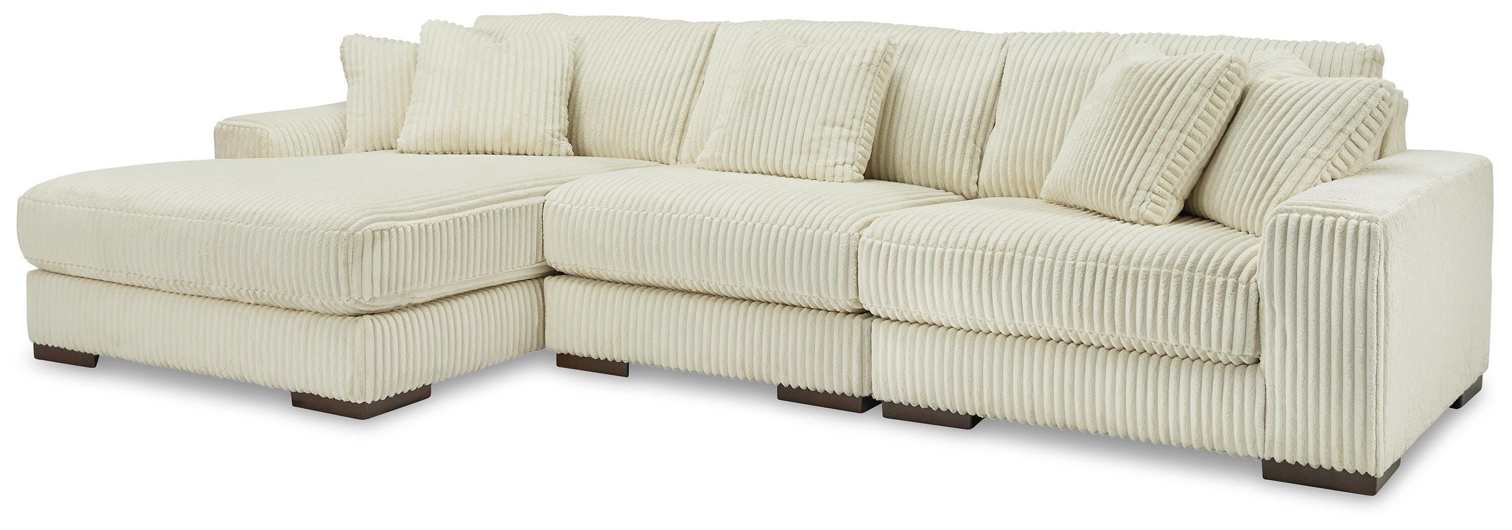 Lindyn 3-Piece LAF Chaise Sectional in Ivory Velvet