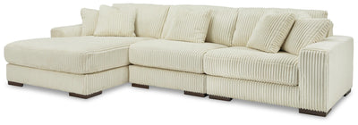 Lindyn 3-Piece LAF Chaise Sectional in Ivory Velvet