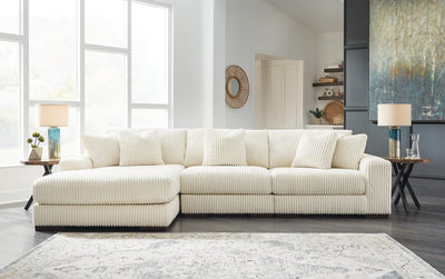 Lindyn 3-Piece LAF Chaise Sectional in Ivory Velvet